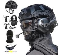 ANSNOW Ensemble de Casque Tactique de Protection Complète Fast Sf, Avec Casque Airsoft, Lunettes À Trois Verres Et Masque Tactique, Pour Paintball, Jeu de Guerre, Ensemble Militaire/Noir