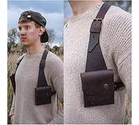 ANSNOW Sac À Bandoulière Caché Sous Les Bras Pour Hommes, Rétro Réglable En Cuir Pu, Double Pochette À Bandoulière, Sac À Aisselles, Étui Steampunk, Portefeuille Antivol/Marron Foncé