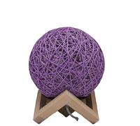 anso Lampe de chevet LED en rotin avec base pour la maison, la chambre à coucher, multicolore (violet)