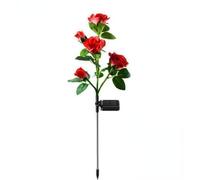anso Lampe de jardin à énergie solaire à 5 têtes de roses - Lampe de jardin LED (rouge)