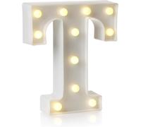anso Lampe LED en forme de lettre de l'alphabet et chiffres pour décoration de maison, fête d'anniversaire, événement, veilleuse, 22 cm (T)