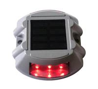 anso Lampe LED solaire pour terrasse, allée, patio, allée, terrasse, éclairage en aluminium (flash, rouge)