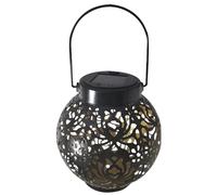 anso Lanterne solaire LED en métal étanche en forme de pivoine pour jardin (noir)