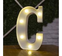 Anso Lettres de l'alphabet à LED en plastique blanc pour décoration debout de 0 à 9 (lettre C)