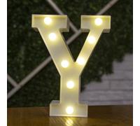 anso Lettres de l'alphabet à LED en plastique blanc pour décoration debout de 0 à 9 (lettre Y)