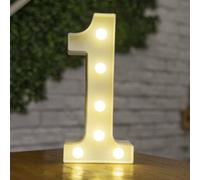 anso Lettres de l'alphabet à LED qui s'illuminent Chiffres en plastique blanc Lettres debout pour décoration A à Z 0~9 (Numéro 1)