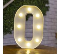 Anso Lettres de l'alphabet LED Lumineuses en Plastique Blanc Lettres de A à Z et Chiffres de 0 à 9 Décoration de Mur (Chiffre 0)