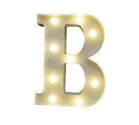 anso Lettres de l'alphabet lumineuses à LED en plastique blanc - Décoration debout de A à Z de 0 à 9 (lettre B)