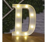 Anso Lettres LED de l'alphabet en plastique blanc lumineuses avec chiffres de A à Z en position debout Décor 0~9 (Lettre D)