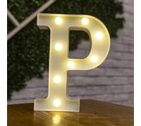Anso Lettres LED de l'alphabet en plastique blanc lumineuses avec chiffres de A à Z en position debout Décor 0~9 (Lettre P)