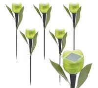 anso Lot de 6 lampes solaires LED en forme de tulipe de jardin à énergie solaire (vert)