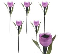 anso Lot de 6 lampes solaires LED en forme de tulipe de jardin à énergie solaire (violet)