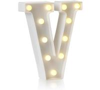 anso Panneau lumineux LED avec lettres et chiffres de l'alphabet pour décoration de la maison, fête d'anniversaire, événements, lumières de nuit, 22 cm (V)