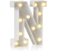 anso Panneau lumineux LED en forme de lettre de l'alphabet et chiffres pour décoration de maison, fête d'anniversaire, événement, veilleuses, 22 cm (N)