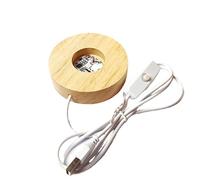 anso Support d'affichage USB avec lumière LED ronde en bois et résine époxy pour loisirs créatifs (multicolore, 60 mm)