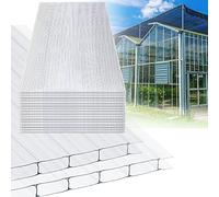 Ansobea 14x Plaques Creuses en Polycarbonate Ondulées Panneau Plaques alvéolaires Double Résistant aux UV 60,5 x 121cm, 4mm | 10.25 m²Transparent pour Serre de Jardin d'hiver Abri de Voiture Véranda