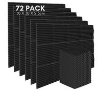 Ansobea 72 blocs Panneaux de Mousse Acoustique,haute densité Mousse Acoustique, Panneaux Acoustiques, Mousse Anti-bruit pour la Décoration Mur/Porte/Plafond, 30 * 30 * 2,5 cm