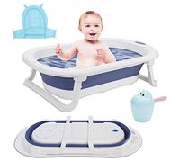 Ansobea Baignoire bébé, 50 l, pliable, support antidérapant, température en temps réel, insert, 0-6 ans, 80x49x21 cm, bleue
