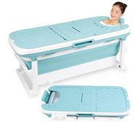 Ansobea Baignoire Pliable XL 132 x 60 x 50 cm pour Adulte - Avec Couvercle et Panier - Mobile pour Salle de Bain, Douche et Balcon