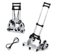 Ansobea Diable pliable en aluminium - Charge maximale : 80 kg | Poignée réglable en trois hauteurs, chariot d'escalier, surface de chargement antidérapante