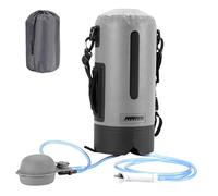 Ansobea Douche de camping portable 12 l avec pompe à pied presseur, affichage de la température, douche portable pour le camping avec sac de rangement et bandoulière, convient pour l'extérieur