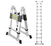 Ansobea Échelle télescopique multifonction 5 m Échelle télescopique en aluminium Charge maximale de 150 kg YXXYSSTL06 Argenté