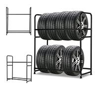 Ansobea Étagère à pneus 8 pneus, 4X Support de pneus 107 x 46 x 117cm,Arbre à Jantes pour pneus de Voiture capacité de Charge 180kg,Étagère à Jantes avec Housse de Protection pour pneus