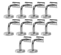 Ansobea Lot de 10 supports de main courante en acier inoxydable - Diamètre 50 mm - Support de main courante - Support mural pour fixations murales/support (argent)