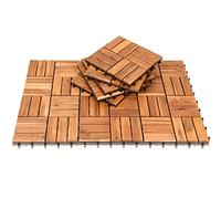 Ansobea Lot de 11 dalles en bois d'acacia - 12 lattes - 30 x 30 cm - 1 m² - Pour balcon, jardin et terrasse - Installation facile, rapide et pratique