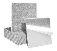 Ansobea Lot de 12 panneaux acoustiques autocollants - Gris - Motif triangulaire - 30 x 30 x 0,9 cm - Panneaux muraux - Absorbeur de bruit - Tapis d'insonorisation