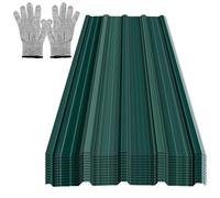Ansobea Lot de 12 plaques de toit en tôle ondulée, 129 x 46 cm = 7 m², en métal, pour abri de voiture, vert