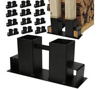 Ansobea Lot de 12 supports d'empilage de bois d'extérieur pour bois de chauffage - Aide à l'empilage du bois de chauffage stable - Pour l'intérieur et l'extérieur - Noir