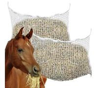 Ansobea Lot de 2 filets à foin pour chevaux - 160 x 100 cm - Maille étroite - 3 x 3 cm - Améliore la digestion et le bien-être - Sac à foin pour poneys, jeunes chevaux, vieux chevaux, chèvres