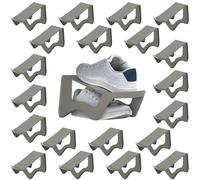 Ansobea Lot de 20 organiseurs à chaussures antidérapants en polypropylène double couche peu encombrant pour armoire d'entrée, empilable et lavable, organisateur de chaussures, gris foncé