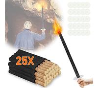 Ansobea Lot de 25 torches en cire, 42 cm, durée de combustion de 45 minutes, avec protection des mains, pour l'extérieur, feu de camp, extérieur
