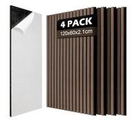 Ansobea Lot de 4 panneaux acoustiques autocollants en bois - 2,88 m² - 120 x 60 cm - Panneaux acoustiques 3D - Isolation acoustique - Réduction d'écho - Pour studio d'enregistrement et home cinéma