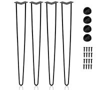 Ansobea Lot de 4 pieds de table en épingle à cheveux - En métal noir - Avec pieds à 2 barres - Pour bureau, table et table basse - Avec protection de sol et vis - 72 cm, FJTZF-100908