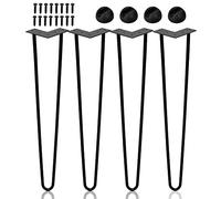 Ansobea Lot de 4 pieds de table en métal noir avec 2 pieds en épingle à cheveux, pour bureau, table et table basse, pieds de table en épingle à cheveux avec protections de sol et vis (45 cm)