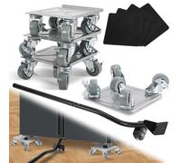 Ansobea Lot de 4 roulettes de transport pour meubles - 5 roues - Rotation à 360° - Avec frein - Maximum 600 kg - Avec 1 élévateur de charge - Aide au transport de meubles - Charge lourde