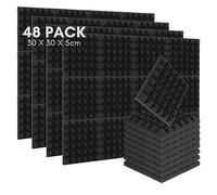Ansobea Lot de 48 Panneaux de Mousse Acoustique,Pyramide Panneau Acoustiques,haute densité Panneau Acoustiques, Mousse anti bruit pour podcasting, studio d'enregistrement,30 * 30 * 5 cm
