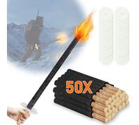 Ansobea Lot de 50 torches en cire, 42 cm, durée de combustion de 45 minutes, avec protection des mains, pour l'extérieur, feu de camp, extérieur