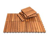 Ansobea Lot de 55 dalles en bois d'acacia - 6 lattes - 30 x 30 cm - 1 m² - Pour balcon, jardin et terrasse - Installation facile, rapide et pratique