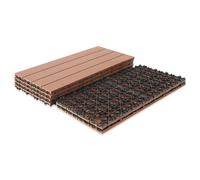 Ansobea Lot de 6 dalles de terrasse WPC - 30 x 60 cm - 1 m² - Idéal pour l'extérieur - Dalles à clipser pour balcon, jardin et terrasse - Simples, rapides et pratiques