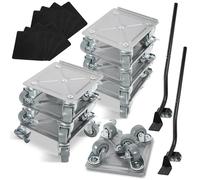 Ansobea Lot de 8 roulettes de transport pour meubles - Avec 2 leviers de charge - 5 roues pivotantes avec frein - Charge maximale : 600 kg - Aide au transport de meubles - Charge lourde