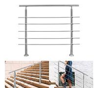 Ansobea Main courante en acier inoxydable 150 cm, garde-corps en acier inoxydable intérieur 5 traverses - Rampe d'escalier extérieure en acier inoxydable - Rampe d'escalier extérieure pour escaliers,