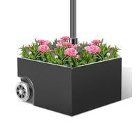 Ansobea Pied de parasol avec roulettes, 77 kg, plantable, pour barres de parasol de 38/48 mm, pied de parasol à remplir avec trou de drainage, pied de parasol mobile pour terrasse, jardin