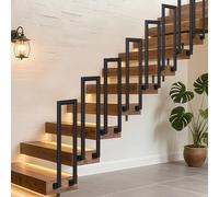 Ansobea Rampe d'escalier intérieure et extérieure 75 cm elliptique noire en forme de U, main courante pour escaliers, main courante d'escalier pour grenier, villas, appartements, montage latéral, 2