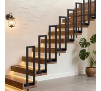 Ansobea Rampe d'escalier intérieure et extérieure 75 cm en forme de U, noire, main courante pour escaliers, main courante d'escalier pour grenier, villas, appartements, montage latéral, 2 pièces