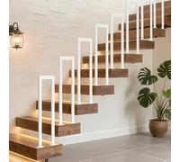 Ansobea Rampe d'escalier intérieure et extérieure 95 cm elliptique blanche en forme de U, main courante pour escaliers, main courante d'escalier pour grenier, villas, appartements, 1 pièce