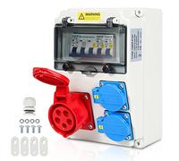 Ansobea Répartiteur mural 16 A 2 x 16 A 230 V + 1 x CEE 16 A 400 V 5 broches avec disjoncteur de protection, distributeur de courant fort IP44 pour chantiers de construction